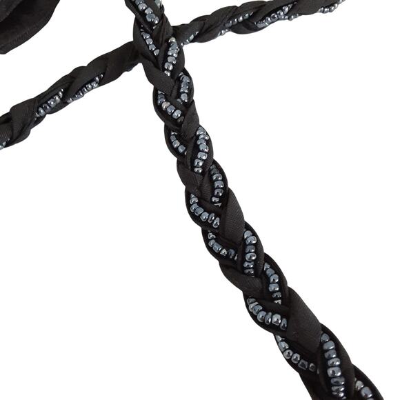 Vintage 80s Black Beaded Micro Crossbody Union Made Snap Closure Evening Wear - Picture 8 of 13